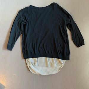 Market & Spruce Black Sweater with White Striped Detail
